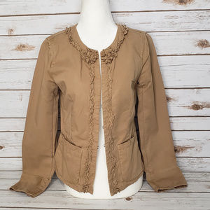 J.CREW Ruffle Trim Jacket Classic Twill Chino